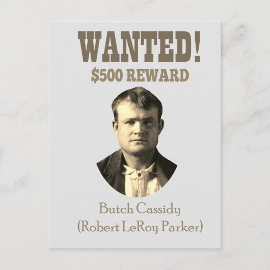 Butch Cassidy Wanted 🚨 Wild West Outlaw USA ポストカード (正面)