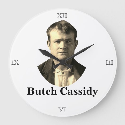 Butch Cassidy Wanted 🚨 Wild West Outlaw USA ラージ壁時計 (正面)