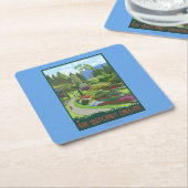Butchartの庭- Brentwood湾 スクエアペーパーコースター (アングル)
