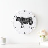 Butcher diagram meat cuts clock beef cow brisket ラージ壁時計 (ホーム)