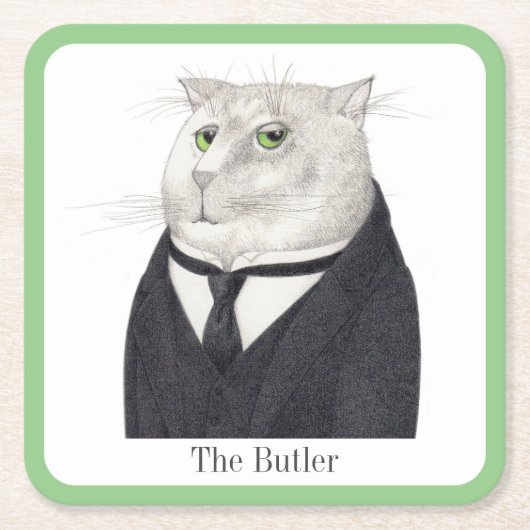 BUTLER CATスクエア紙コースター+文字 スクエアペーパーコースター (正面)
