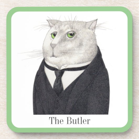 BUTLER CAT懸命プラスチックコースター+文字 コースター (正面)