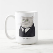 BUTLER CAT背の高いホワイトマグカップ+文字 コーヒーマグカップ (左)