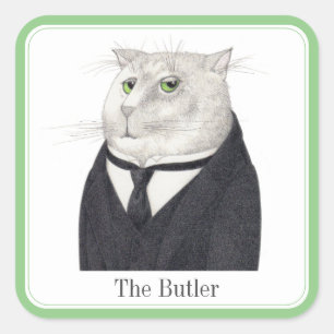 BUTLER CAT Large Squareステッカー+文字 スクエアシール