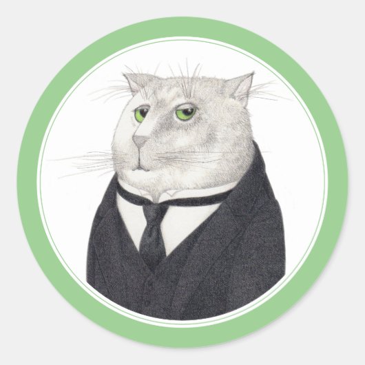BUTLER CAT Small Roundステッカー ラウンドシール (正面)