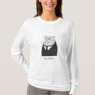 BUTLER CAT Women's Basic長袖 Tシャツ