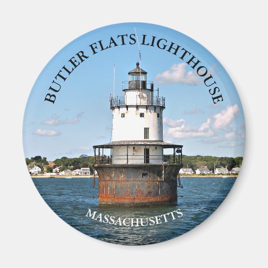 Butler Flats Lighthouse Massachusetts Runder Magne マグネット (正面)