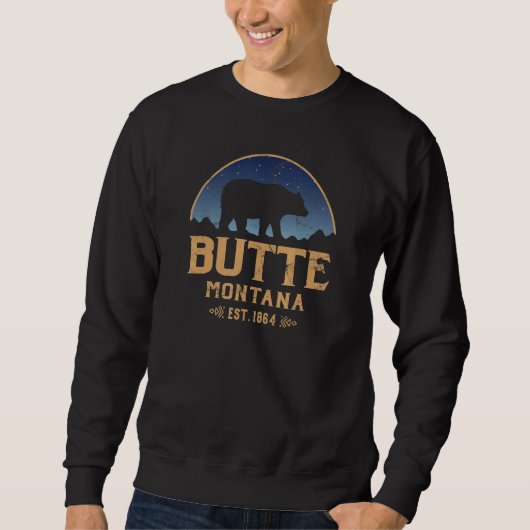 Butte Montana MT Big Sky Country Bear & Mountains スウェットシャツ (正面)