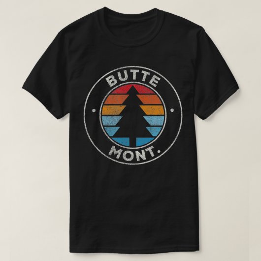 Butte Montana MT Vintage Graphic Retro 70s Tシャツ (デザイン正面)