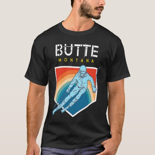 Butte Montana  USA Ski Resort  BACK PRINT Tシャツ (正面)