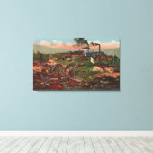 Butte, MT – 丘の上の工場と家のビュー キャンバスプリント (インサイチュ (ウッドフロア))