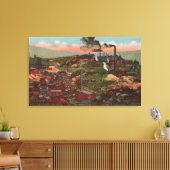 Butte, MT – 丘の上の工場と家のビュー キャンバスプリント (インサイチュ (リビング))