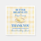Butter Believe It Yellow Gingham Boy Baby Shower スタンダードカクテルナプキン (正面)