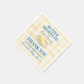 Butter Believe It Yellow Gingham Boy Baby Shower スタンダードカクテルナプキン (角)