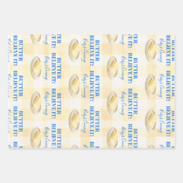 Butter Believe It Yellow Gingham Boy Baby Shower ラッピングペーパーシート