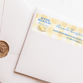 Butter Believe It Yellow Gingham Boy Baby Shower ラベル