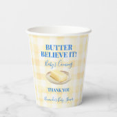 Butter Believe It Yellow Gingham Boy Baby Shower 紙コップ (裏面)