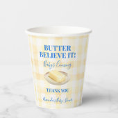 Butter Believe It Yellow Gingham Boy Baby Shower 紙コップ (正面)