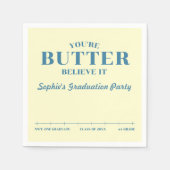Butter Believe It Yellow Grade AA 2026 Graduation スタンダードカクテルナプキン (正面)