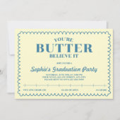 Butter Believe It Yellow Vintage 2026 Graduation 招待状 (正面)
