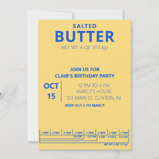 Butter Birthday Party Cooking party 招待状