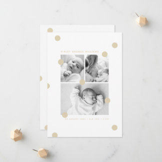 Butter Dots Baby Photo Collage Birth Announcement 案内状