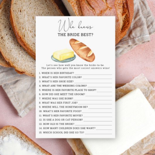 Butter together - Who knows the bride best game