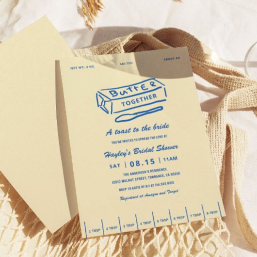 Butter Together Yellow Bridal Shower 招待状