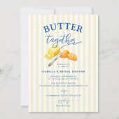 Butter Together Yellow Stripes Bridal Shower 招待状 (正面)