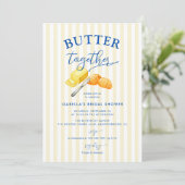 Butter Together Yellow Stripes Bridal Shower 招待状 (スタンド正面)