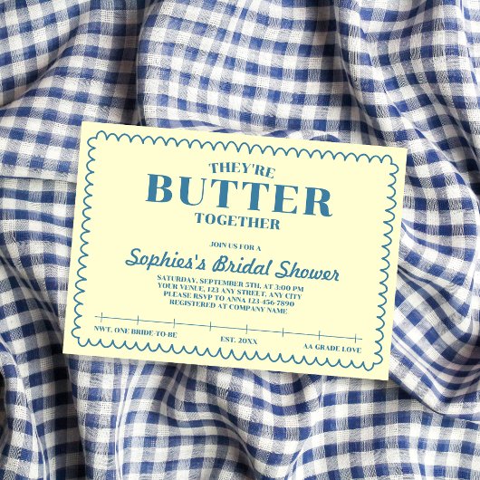 Butter Together Yellow Vintage Bridal Shower 招待状
