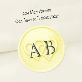 Butter Two Hearts Black Initials Wedding ラウンドシール