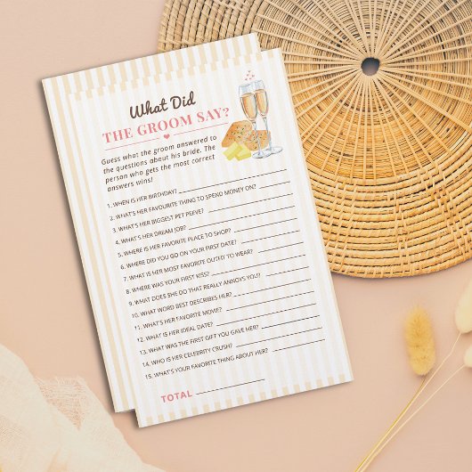 Butter -What Did The Groom Say? Bridal Shower Game