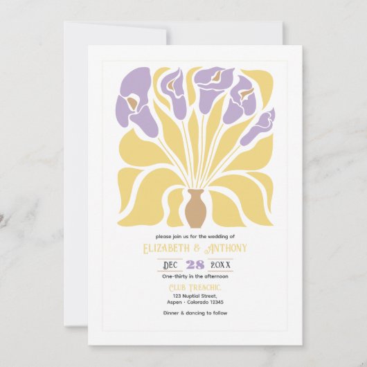 Butter & Wisteria Abstract Floral Boho Wedding 招待状 (正面)