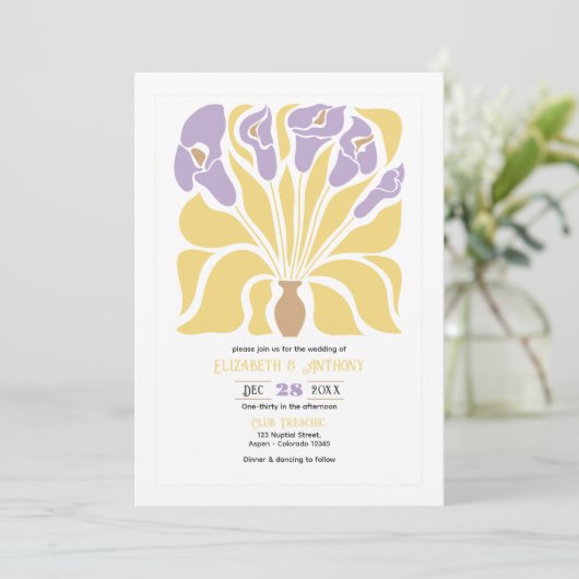 Butter & Wisteria Abstract Floral Boho Wedding 招待状 (スタンド正面)