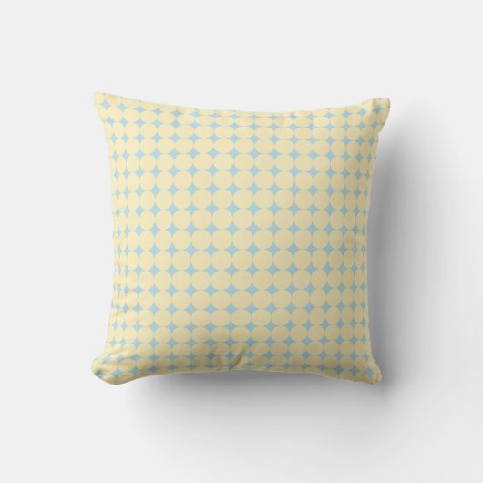Butter Yello Dot on Blue Nursery Throw Pillow クッション (正面)