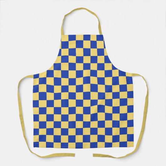 Butter yellow and blue checkered board pattern エプロン (正面)