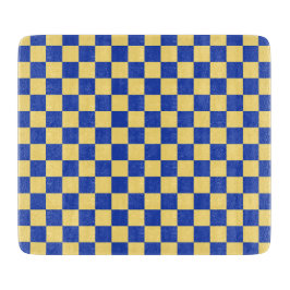 Butter yellow and blue checkered board pattern カッティングボード