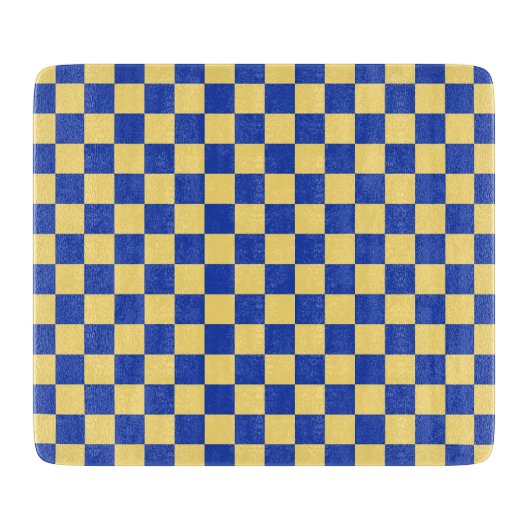 Butter yellow and blue checkered board pattern カッティングボード (正面)