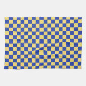 Butter yellow and blue checkered board pattern キッチンタオル (横)