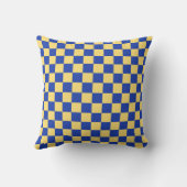 Butter yellow and blue checkered board pattern クッション (裏面)
