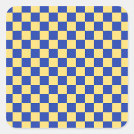 Butter yellow and blue checkered board pattern スクエアシール