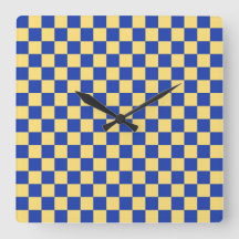 Butter yellow and blue checkered board pattern