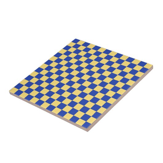 Butter yellow and blue checkered board pattern タイル (側面)