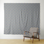 Butter yellow and blue checkered board pattern タペストリー (インサイチュ(横))