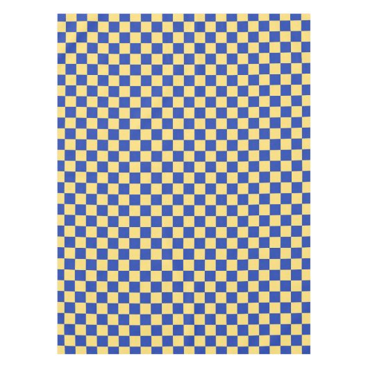 Butter yellow and blue checkered board pattern テーブルクロス (正面)