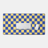 Butter yellow and blue checkered board pattern デスクマット (キーボード&マウス)