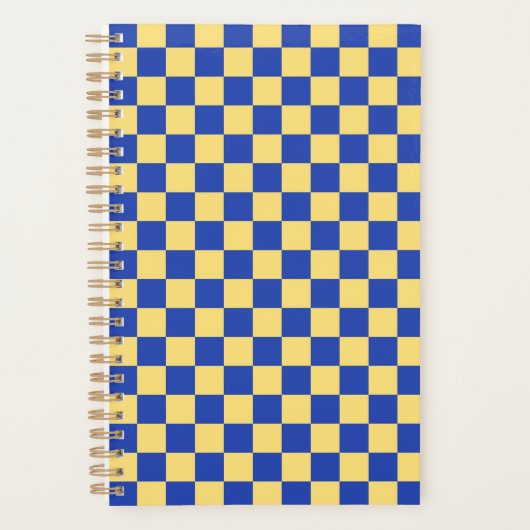 Butter yellow and blue checkered board pattern プランナー手帳 (正面)