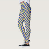 Butter yellow and blue checkered board pattern レギンス (左)