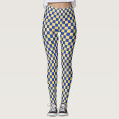 Butter yellow and blue checkered board pattern レギンス (正面)